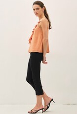 Miss Bliss BC Crinkled Chiffon Ruffle Tank Top-Apricot