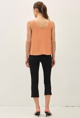 Miss Bliss BC Crinkled Chiffon Ruffle Tank Top-Apricot