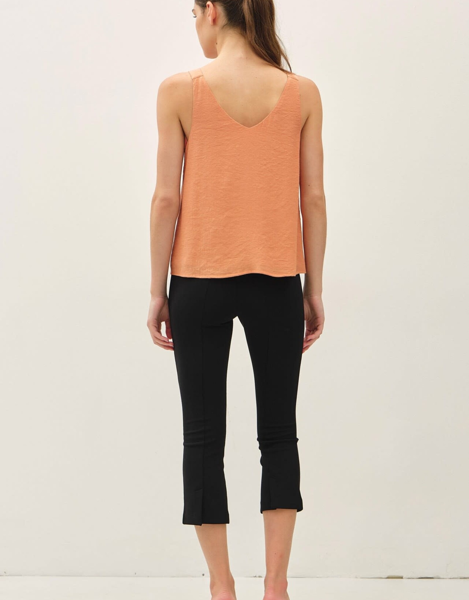 Miss Bliss BC Crinkled Chiffon Ruffle Tank Top-Apricot