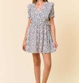 Miss Bliss Jacquard Dot Print Mini Dress