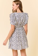 Miss Bliss D&R Jacquard Dot Print Mini Dress-Navy/White