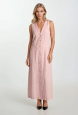 Miss Bliss D&R Button Front Pckt Slvls Midi Dress-Pink