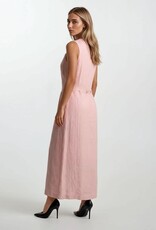 Miss Bliss D&R Button Front Pckt Slvls Midi Dress-Pink