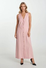Miss Bliss D&R Button Front Pckt Slvls Midi Dress-Pink