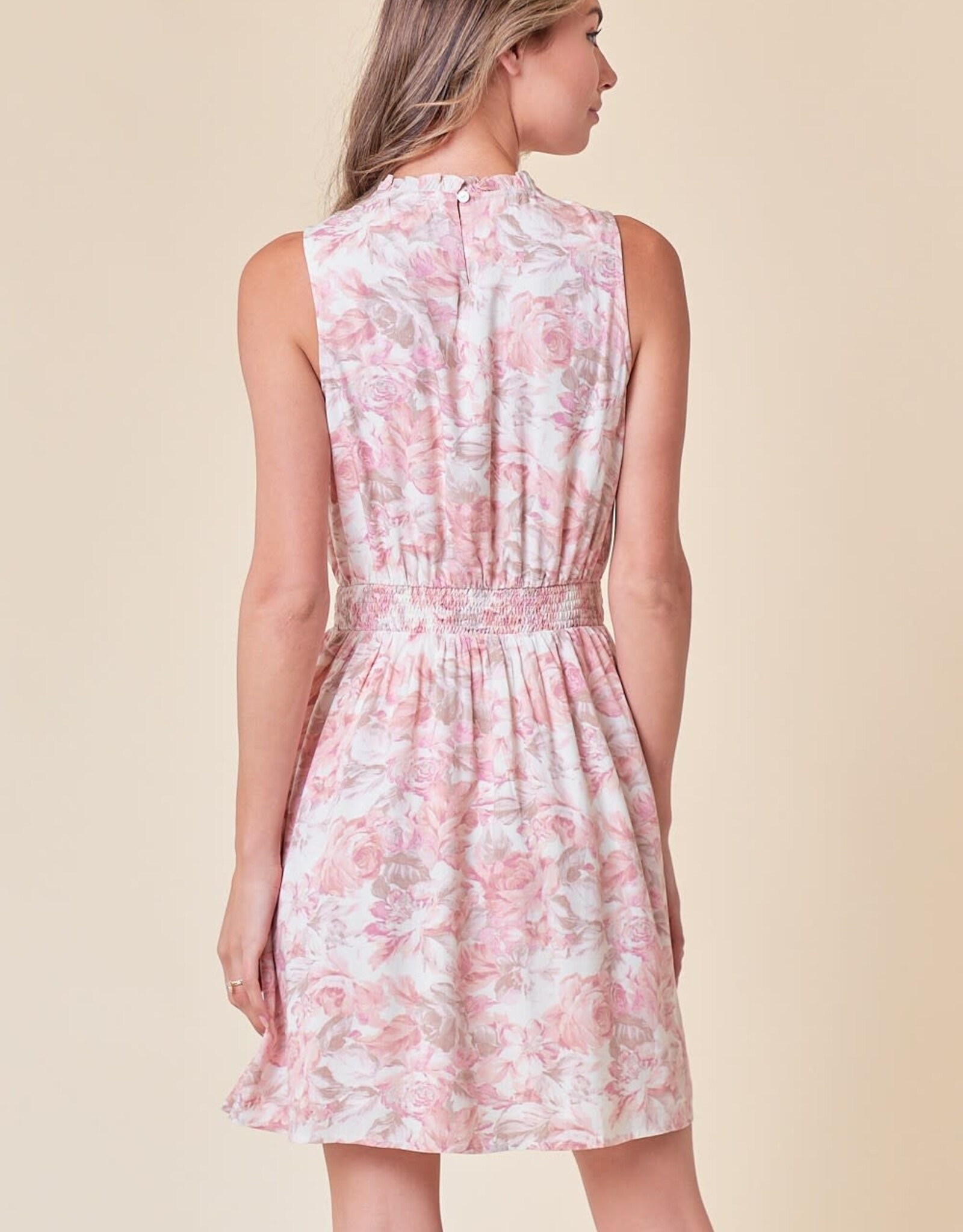 Miss Bliss The Jenny Floral Mini Dress-Blush