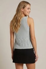 Miss Bliss Stitch Mix Sweater Crochet Tank -Lt Blue