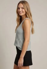 Miss Bliss Stitch Mix Sweater Crochet Tank -Lt Blue