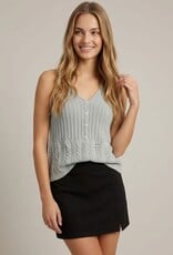 Miss Bliss Stitch Mix Sweater Crochet Tank -Lt Blue