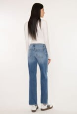 Miss Bliss KC Mid Rise Raw Hem Distressed Straight Leg-Dk Wash