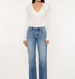 Miss Bliss KC Distressed St Leg Denim-Dark Wash