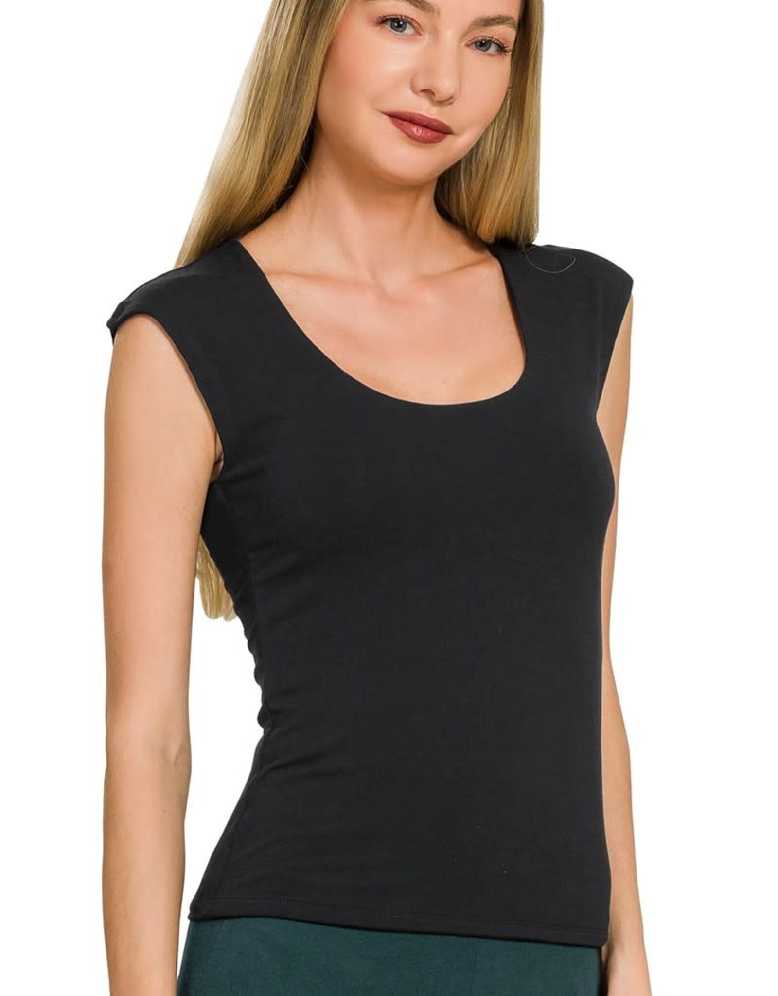 Miss Bliss Zen Double Layered Slvls Top-Black