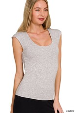 Miss Bliss Zen Double Layered Slvls Top-H Grey