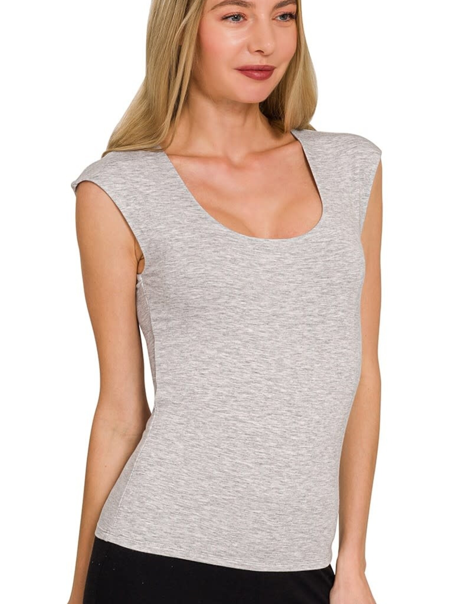Miss Bliss Zen Double Layered Slvls Top-H Grey