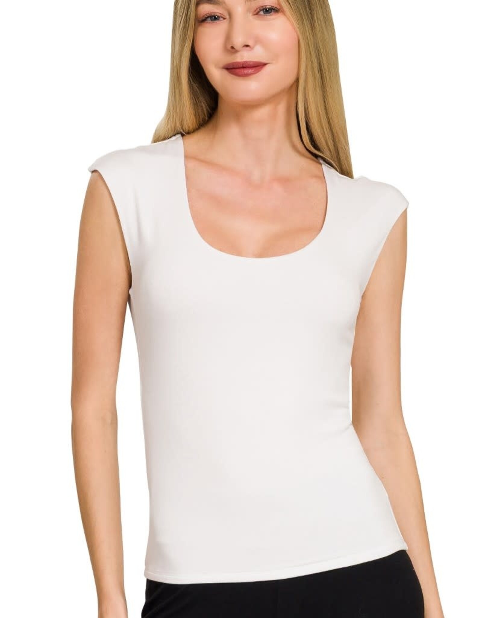 Miss Bliss Zen Double Layered Slvls Top-White