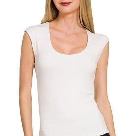 Miss Bliss Zen Double Layered Slvls Top-White