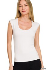 Miss Bliss Zen Double Layered Slvls Top-White