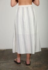 Miss Bliss Blu Stripe Mock Button Down Midi Skirt-Black & White