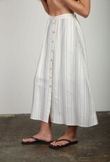 Miss Bliss Blu Stripe Mock Button Down Midi Skirt-Black & White