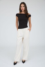 Miss Bliss Blu Off The Shoulder Ruched Detail Knit Top-Black