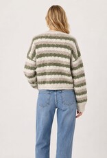 Miss Bliss Dream Tort Button Striped Cardi W Pockets-Olive