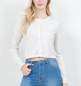 Miss Bliss Dream Slim Fit Button Up Cardigan-Off White