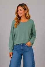 Miss Bliss Dream Front Seam Round Neck Pullover-Chive