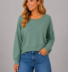 Miss Bliss Dream Front Seam Round Neck Pullover-Chive