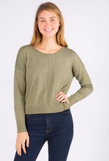 Miss Bliss Dream Front Seam Round Neck Pullover-Ht Olive