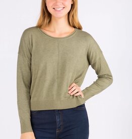 Miss Bliss Dreamers Front Seam Round Neck Pullover-Ht Olive