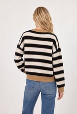 Miss Bliss Dream Wool Blend Striped Pullover W Contrast Hems-Camel