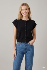 Miss Bliss Dream Chic SS Cropped Cardigan-Black