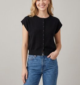 Miss Bliss Dreamers Chic Cropped Cardigan-Black