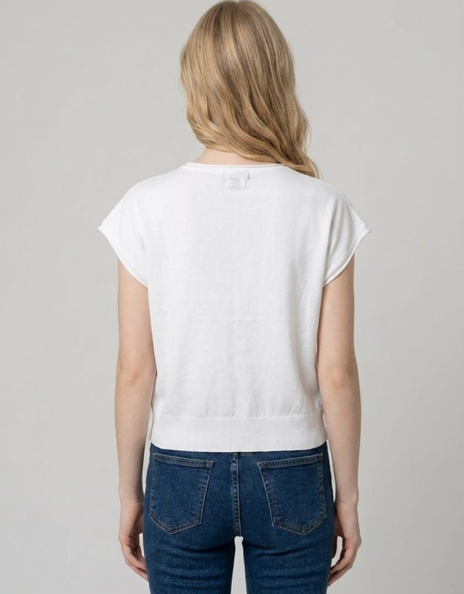 Miss Bliss Dream Chic SS Cropped Cardigan-Off White