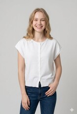 Miss Bliss Dream Chic SS Cropped Cardigan-Off White