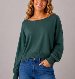 Miss Bliss Dreamers Boat Neck Pullover Sweater-Ht Juniper