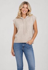 Miss Bliss Dream Draw String SS Hoodie Sweater Vest-Taupe
