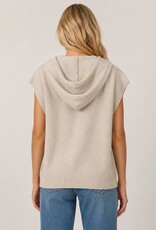 Miss Bliss Dream Draw String SS Hoodie Sweater Vest-Taupe