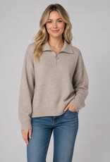 Miss Bliss Dream 1/2 Zipper Collar Sweater-Mocha