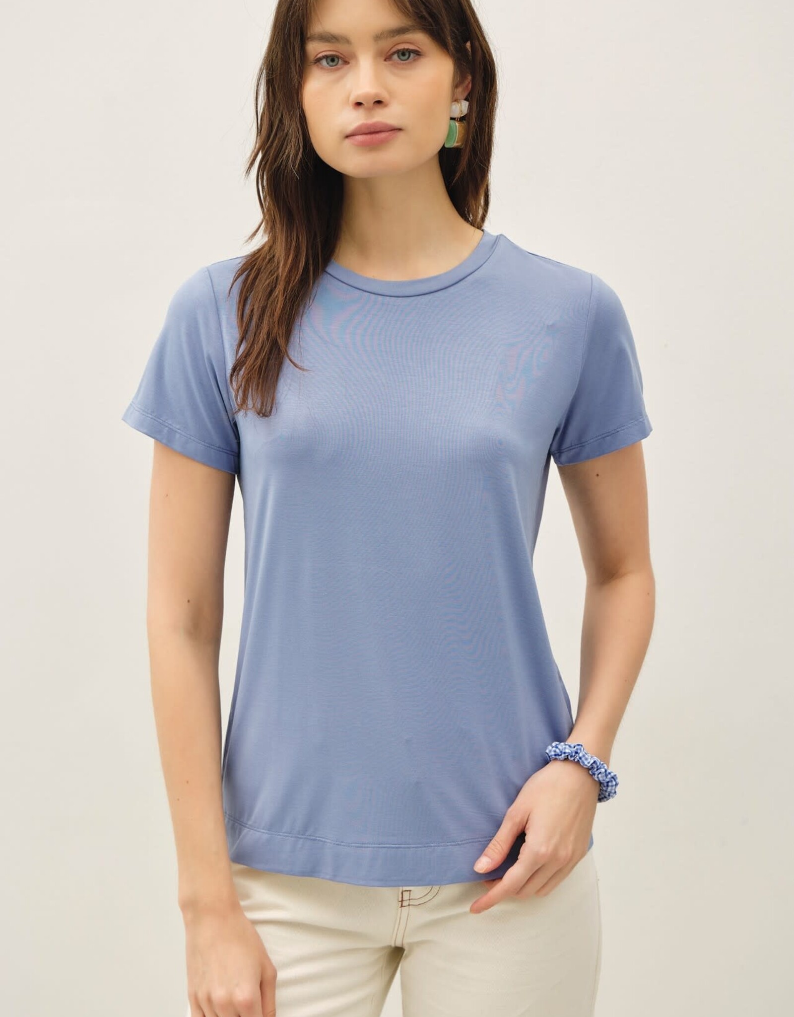 Miss Bliss BC Bamboo/modal Basic Round Neck T Shirt-Foggy Blue