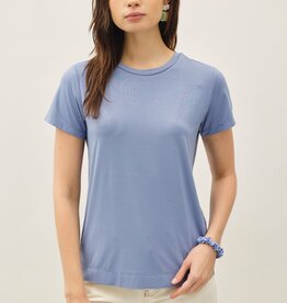 Miss Bliss Bamboo/Modal Round Neck T Shirt-Foggy Blue