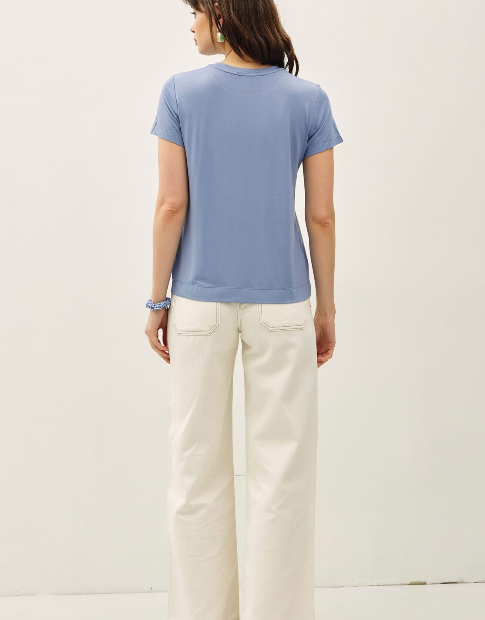 Miss Bliss BC Bamboo/modal Basic Round Neck T Shirt-Foggy Blue