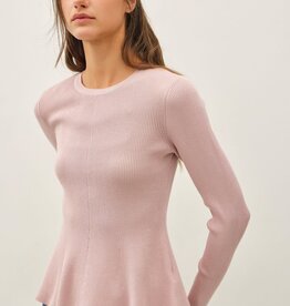 Miss Bliss Blossom Slim Fit Knit Top- Blush