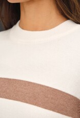 Miss Bliss BC Cropped Long Sleeve Large Stripe Sweater- Ivory/Mocha