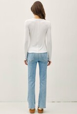 Miss Bliss BC Ribbed Crewneck Longsleeve Basic Top- Off White