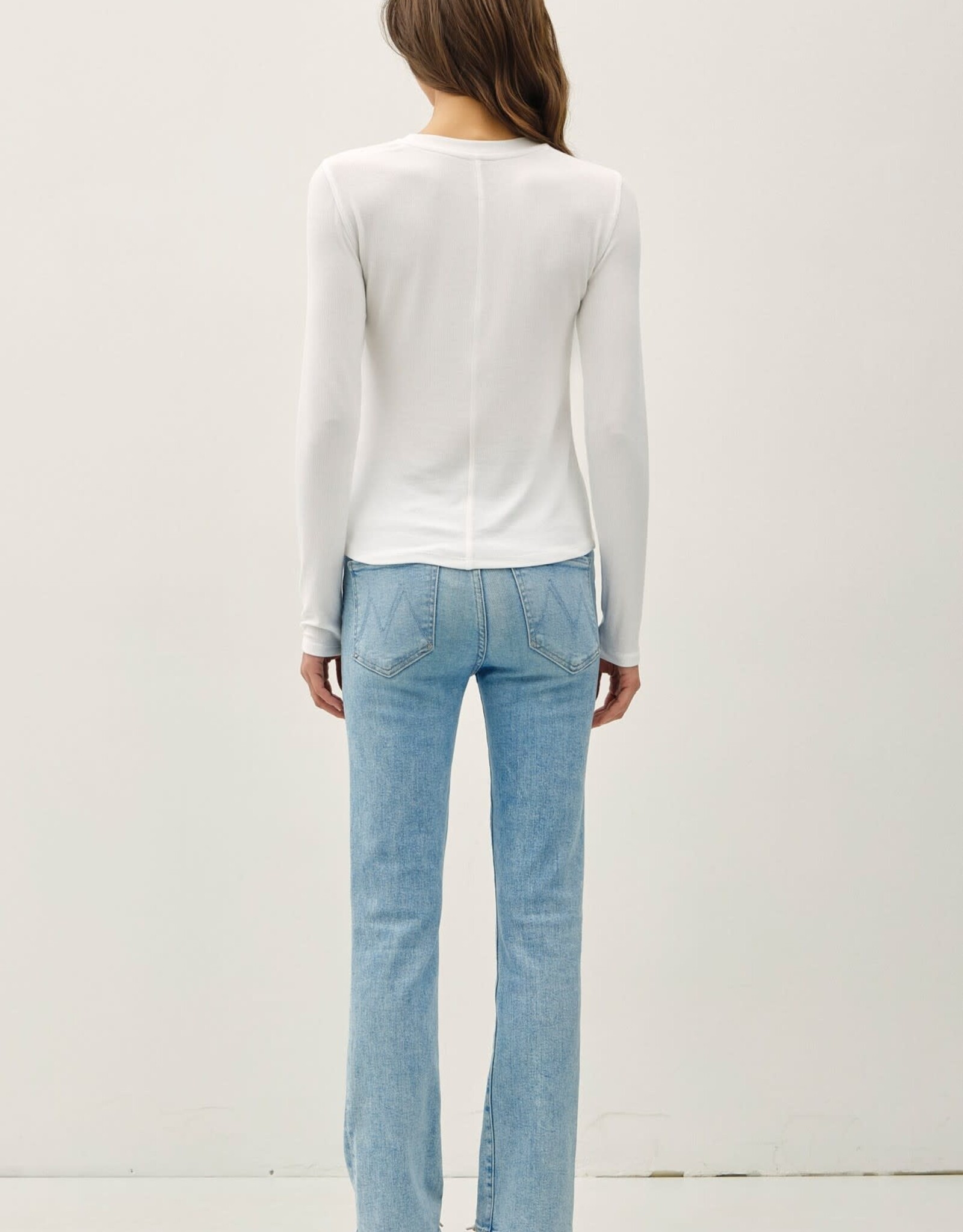 Miss Bliss BC Ribbed Crewneck Longsleeve Basic Top- Off White