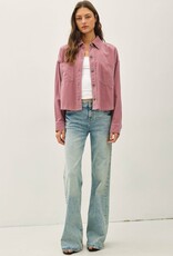 Miss Bliss BC Corduroy Cropped Shacket- Mauve