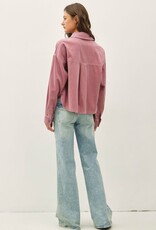 Miss Bliss BC Corduroy Cropped Shacket- Mauve