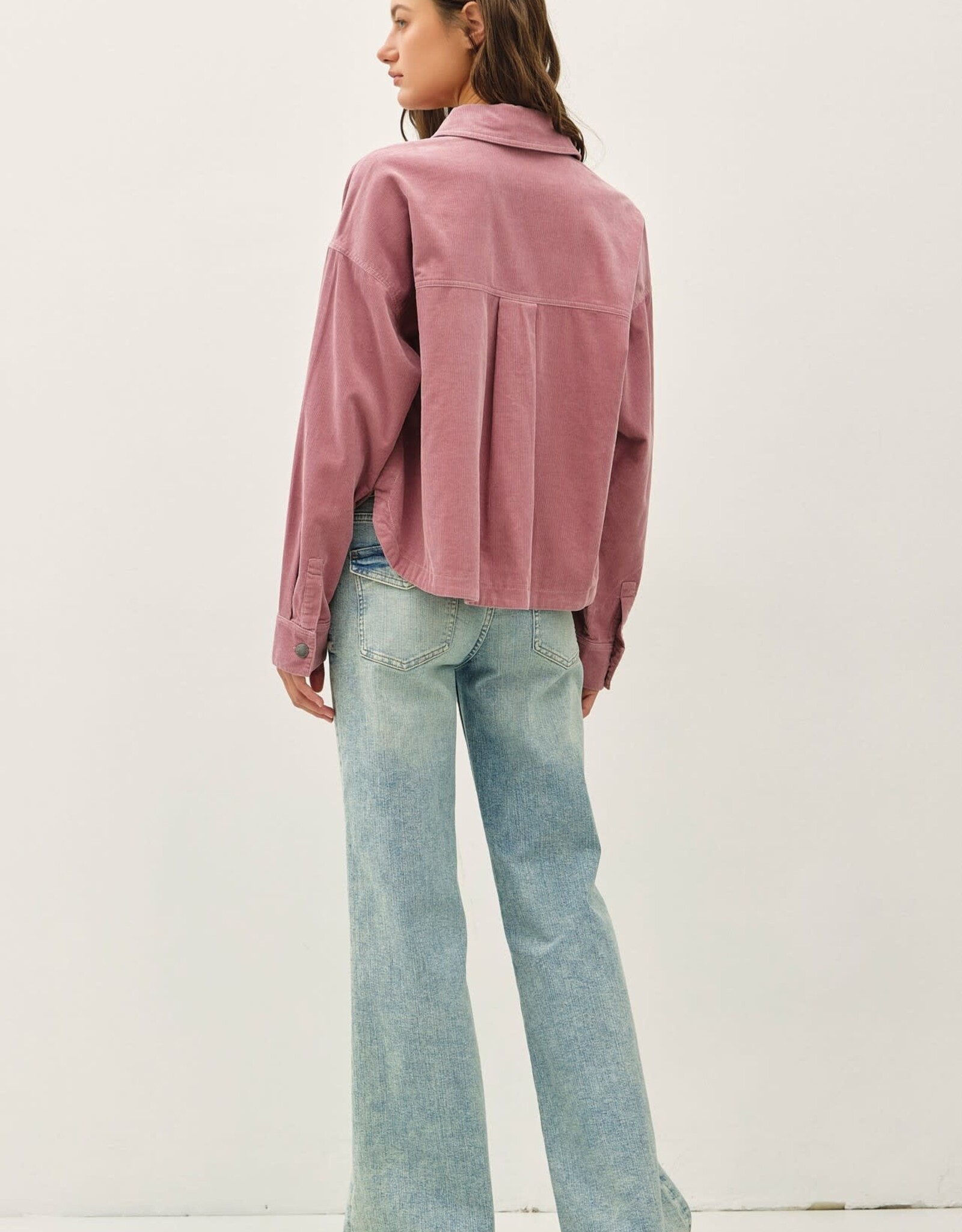Miss Bliss BC Corduroy Cropped Shacket- Mauve