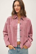 Miss Bliss BC Corduroy Cropped Shacket- Mauve
