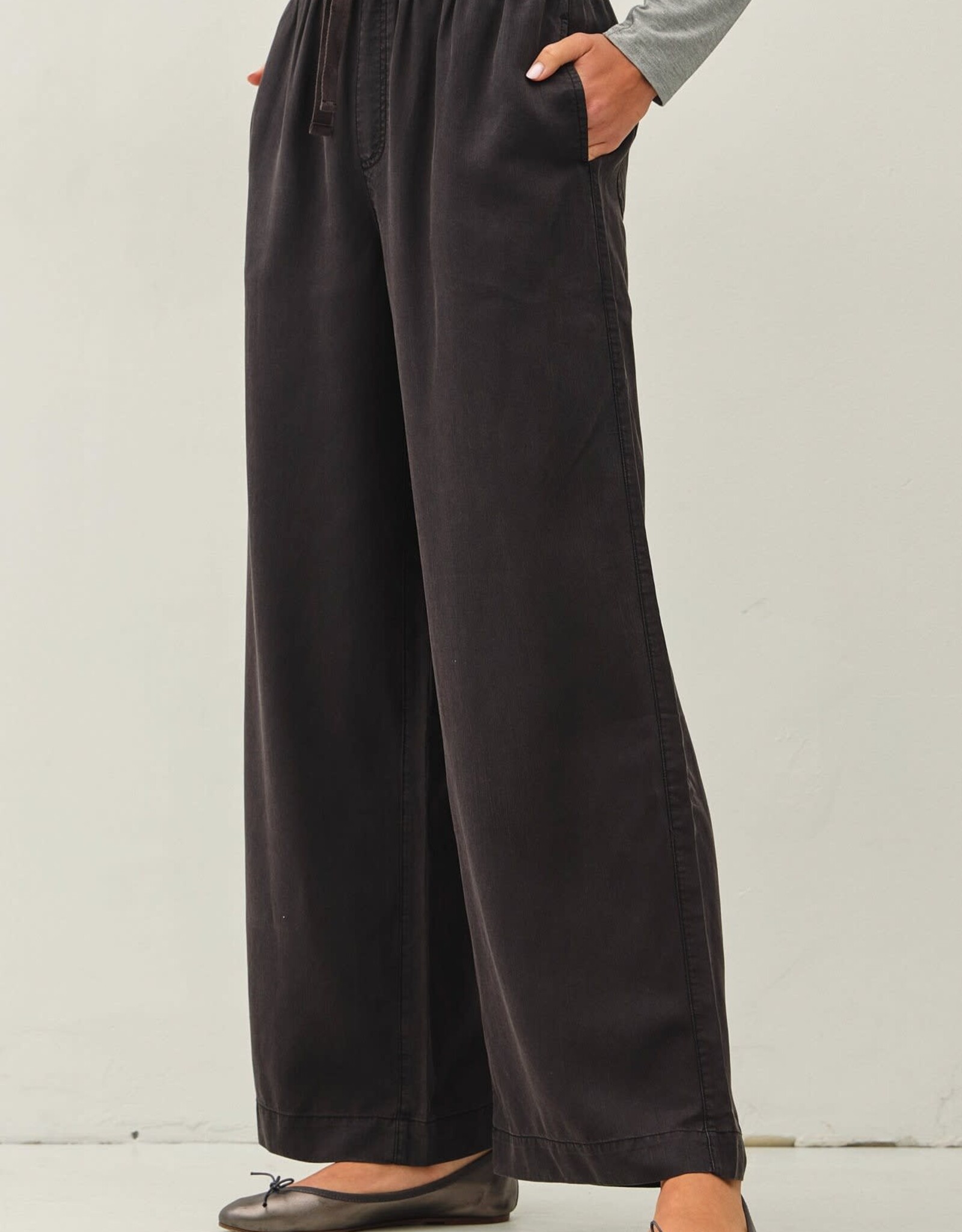 Miss Bliss BC 29" Inseam Tencel Wide Leg Pants- Vintage Black